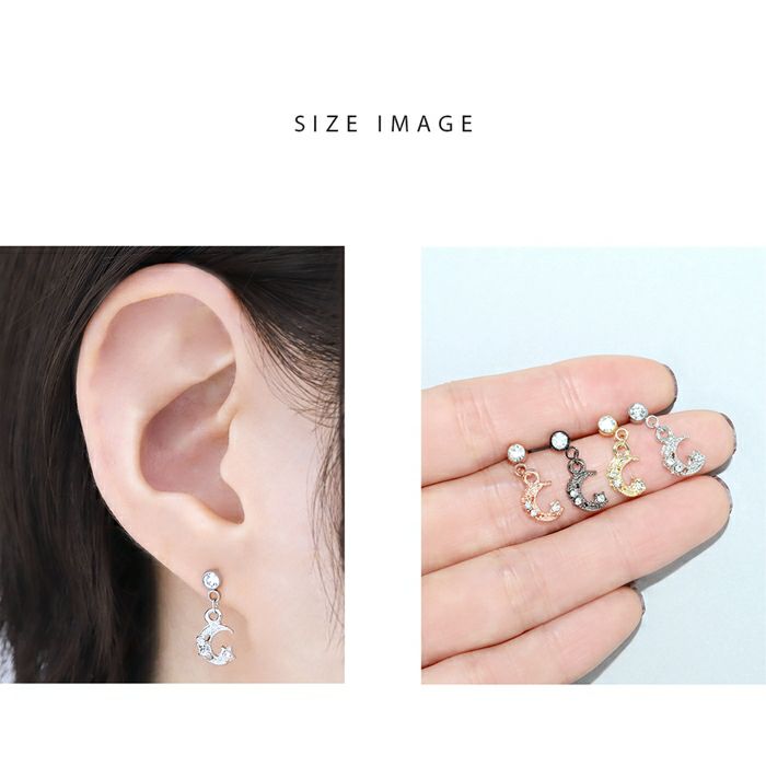 [14G/16G]オリジナル0011ストレートバーベル月ムーンジュエ軟骨ピアス軟骨ボディーピアスボディピピアス「BP」「NAN」|凛キャッチ軟骨用16ゲージ14ゲージストレートボディピアス専門店おしゃれパーツかわいいボディボディピアス