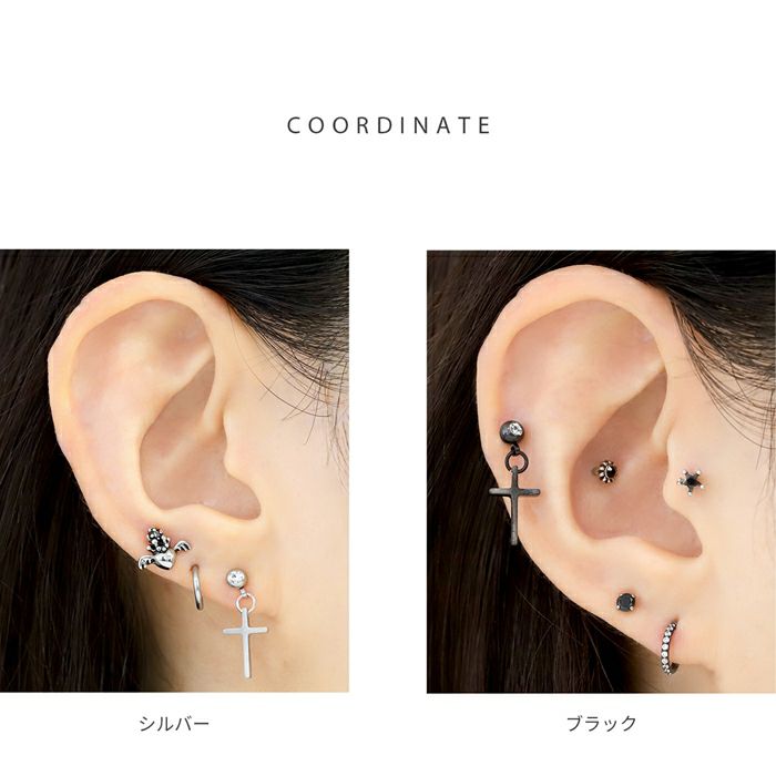 軟骨ピアス 16G クロス クール スタイリッシュ シンプル メンズ ボディ