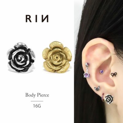 バラ薔薇ローズボディピアス軟骨ピアス量産型ゴシック可愛いアクセサリーインナーコンク大ぶりV系地雷系「BP」「NAN」「cr」