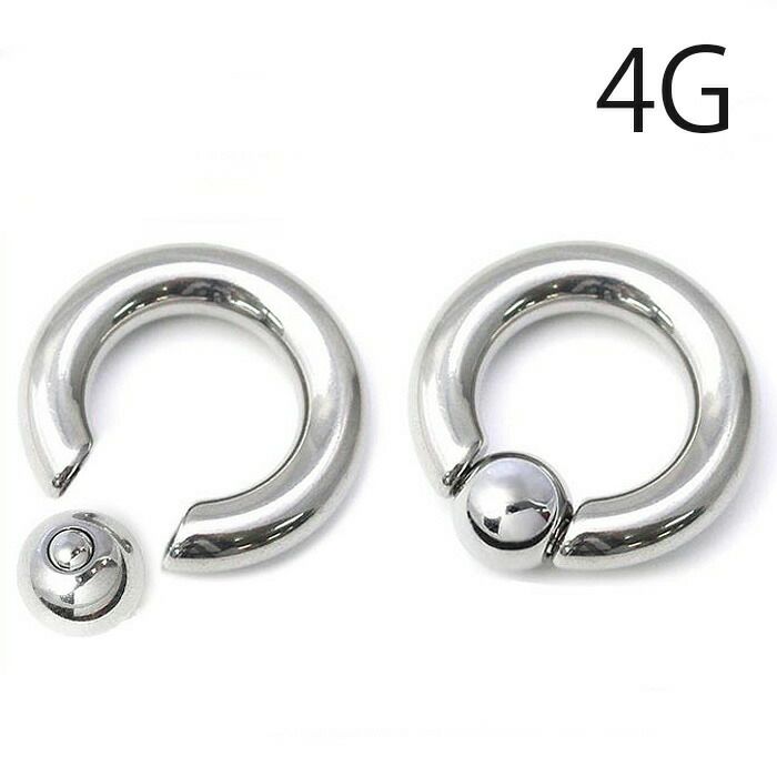 ボディピアス4G拡張ピアスキャプティブビーズリングCBRバネ入りスプリングボールサージカルステンレス316Lラージゲージメンズシルバー片耳用専門店凛RINプチプラ