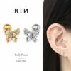 軟骨ピアス 蝶バタフライ ジュエル キラキラ 小さい ミニ 蝶々 軟骨ピアス ボディピアス 羽 14G 16G ストレートバーベル 片耳用 可愛い 専門店凛 トラガス 生き物 RIN