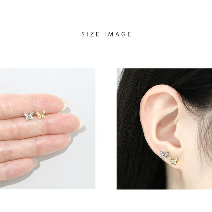 軟骨ピアス 蝶バタフライ ジュエル キラキラ 小さい ミニ 蝶々 軟骨ピアス ボディピアス 羽 14G 16G ストレートバーベル 片耳用 可愛い 専門店凛 トラガス 生き物 RIN
