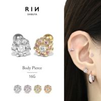 軟骨ピアス フラワー ジュエル ビジュー 花 金属アレルギー ストレートバーベル ボディピアス