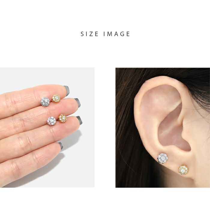 軟骨ピアス フラワー ジュエル ビジュー 花 金属アレルギー ストレートバーベル ボディピアス