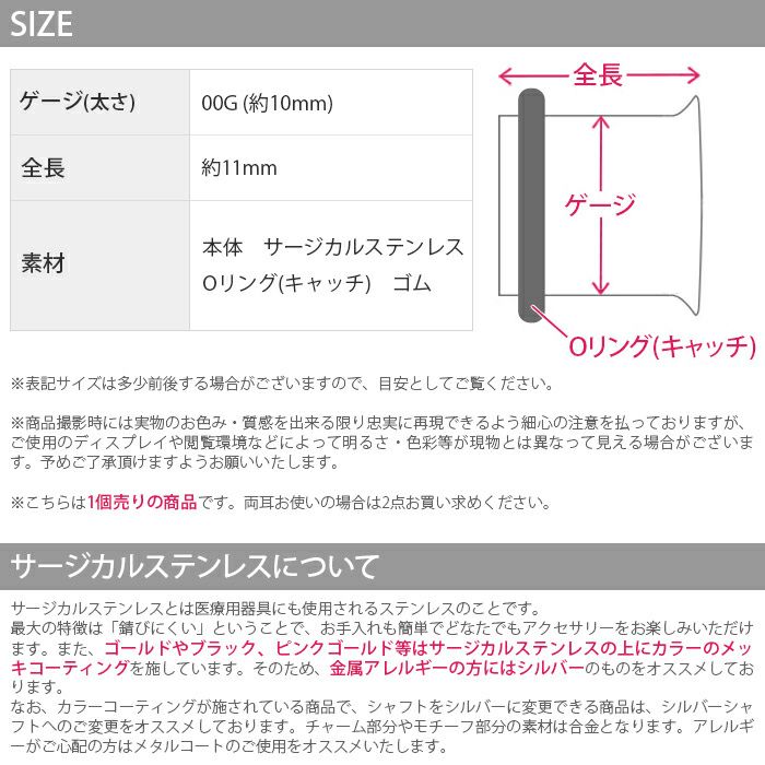 スターモチーフアイレット00G拡張ピアスのサイズボディピアス専門店凛RIN通販
