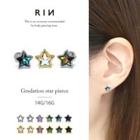 軟骨ピアス星スタージュエルネジ式ストレートバーベルオーロラキラキラカスタマイズかわいい14G16Gボディピアス専門店凛RINプチプラ