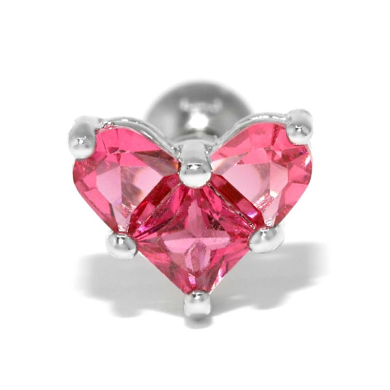 ハートジュエルピアス・シルバーピンク