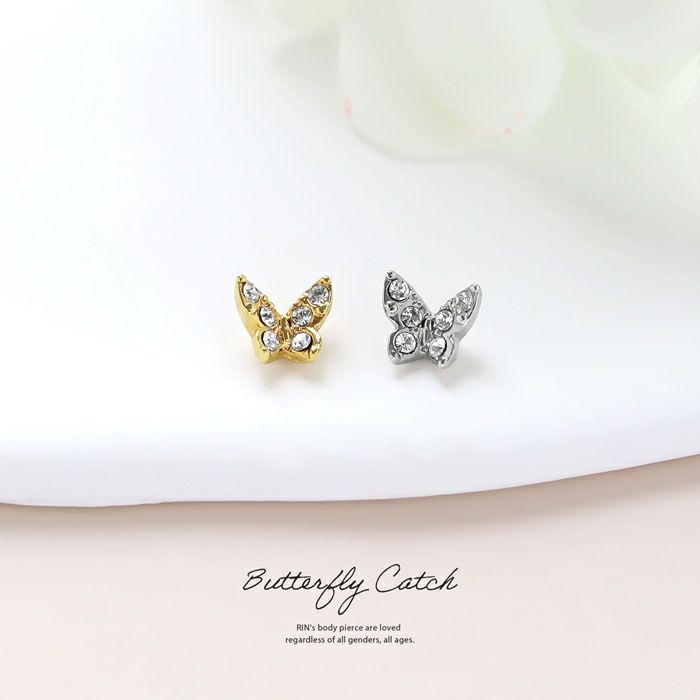 [12G・14G16G・18G]キャッチ0095パーツネジ式蝶々ジュエルカスタマイズボディピアスボディーピアスボディピピアス「BP」「CUS」|ボディかわいい14ゲージ16ゲージおしゃれアクセサリーピアスキャッチ軟骨ピアス軟骨用12ゲージ18ゲージピアスパーツ