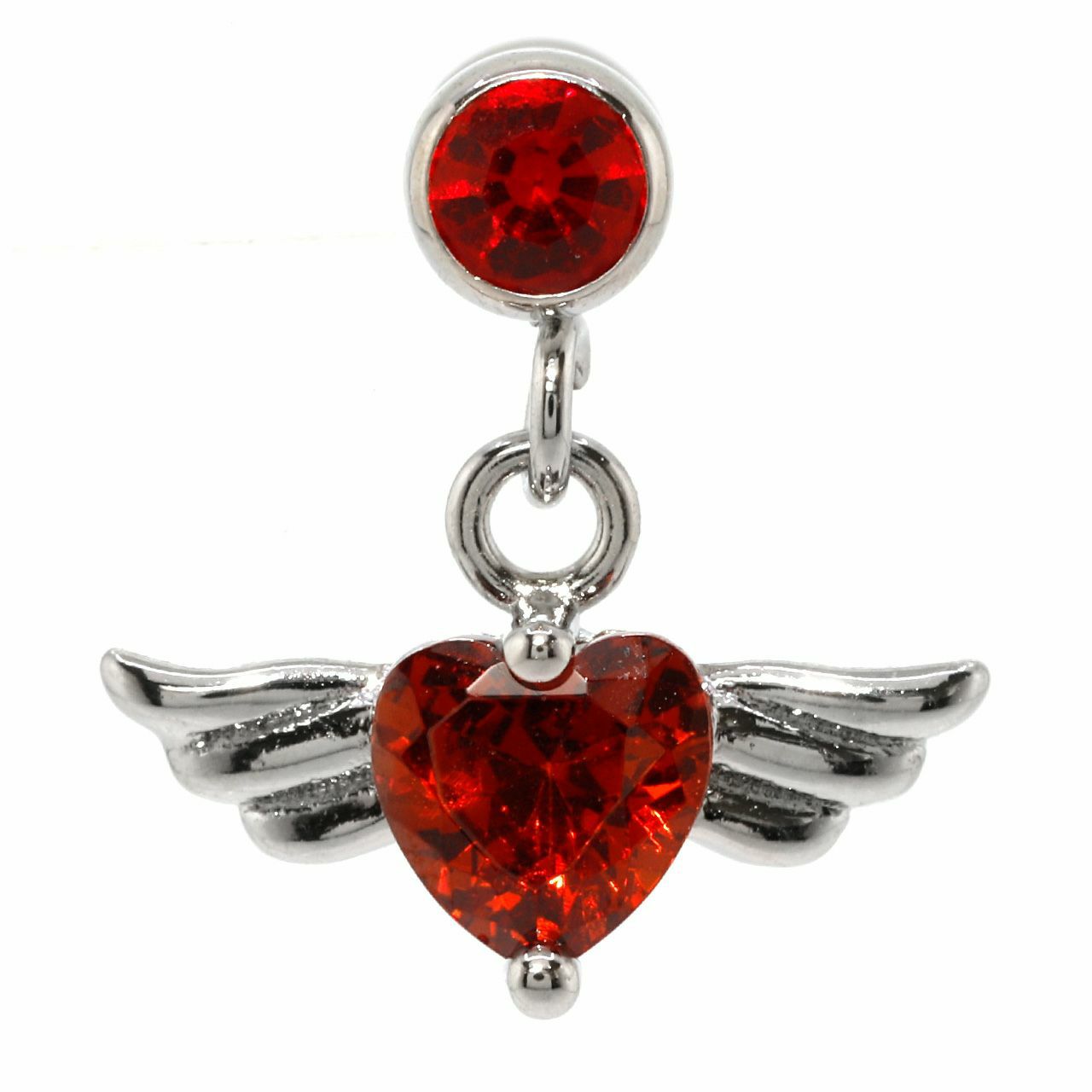 海外（彫刻的）天使 エンジェル イヤリング ルビー色ハート付きAngel