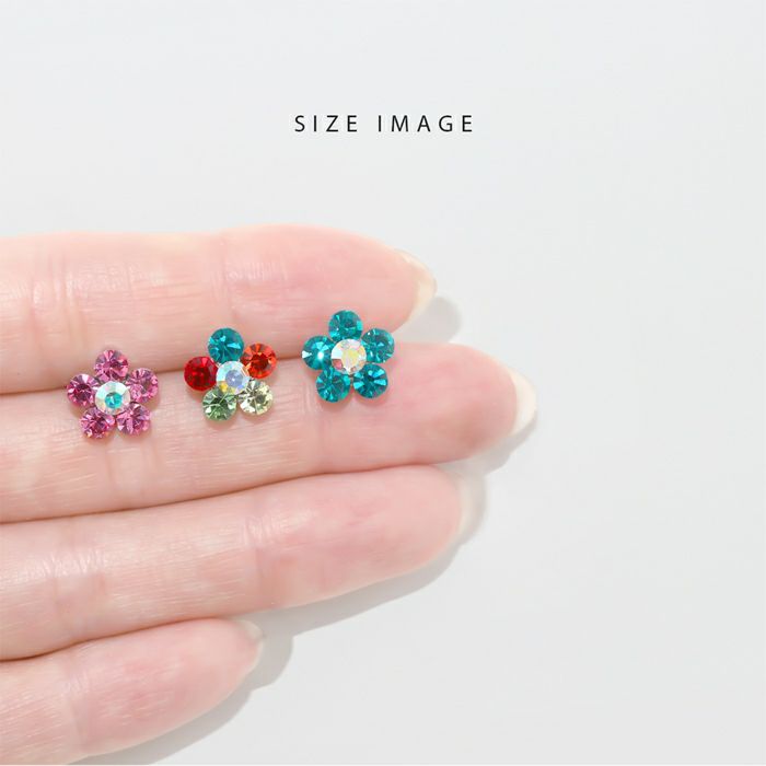 [12G・14G16G・18G]キャッチ0123花ジュエルネジ式ボールパーツカスタマイズボディピアスボディーピアスボディピピアス「BP」「CUS」「1cml」|14ゲージ16ゲージフラワーモチーフおしゃれお花ピアスキャッチ軟骨ピアス軟骨用12ゲージ18ゲージ「bl」