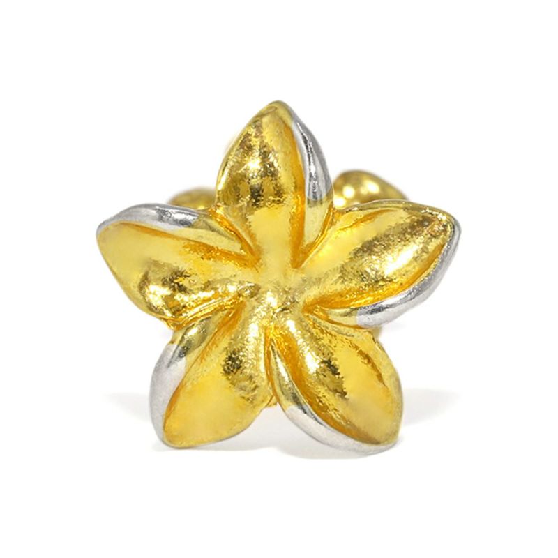 花 ダブルファイスピアス ゴールド