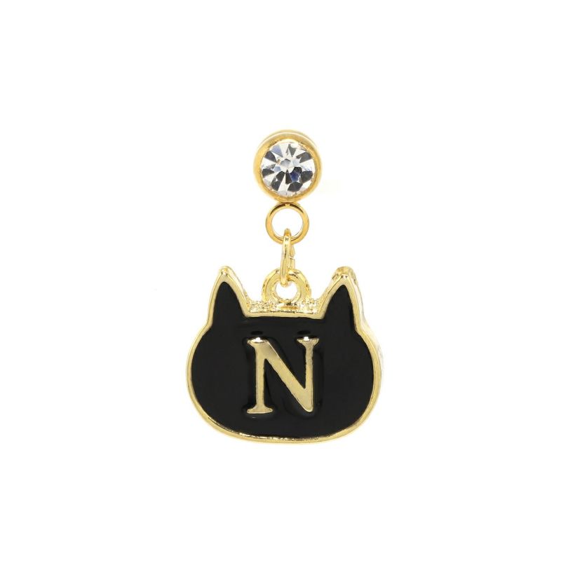 黒猫 イニシャルボディピアス・N