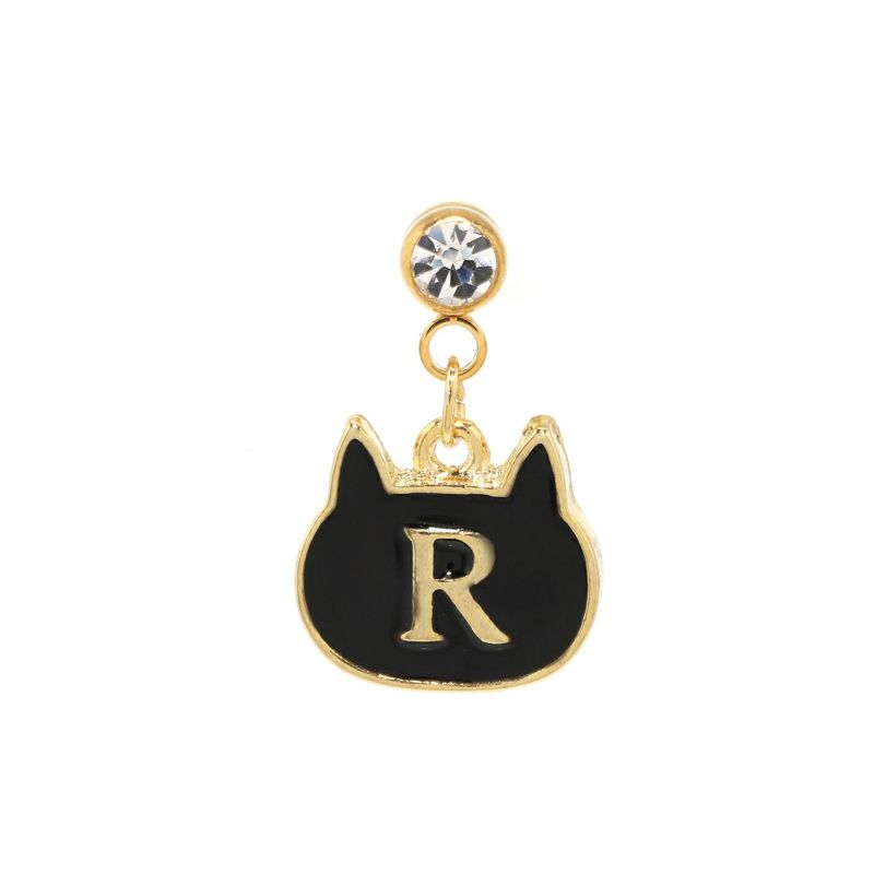 黒猫 イニシャルボディピアス・R