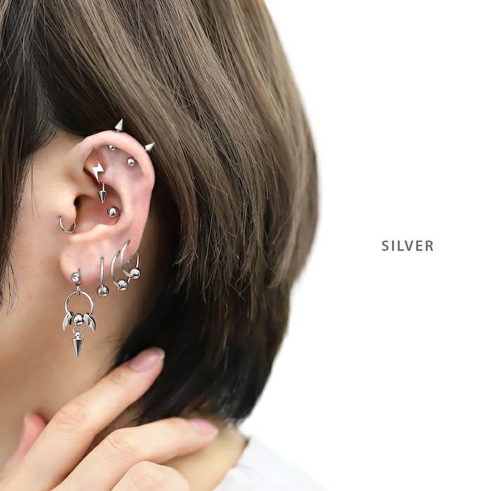 ボディピアス12G14G16G18Gキャッチ0019シルバーゴールドキャッチネジ式イナズマ雷カスタマイズボディーピアスボディピ「BP」「CUS」14ゲージ16ゲージおしゃれシルバーピアスピアスキャッチ軟骨ピアス軟骨用12ゲージパーツピアスパーツ「bl」