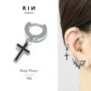 ステンレスピアス0026/クロスチャーム/フープ/ファッションピアス/サージカルステンレス「Fピアス」