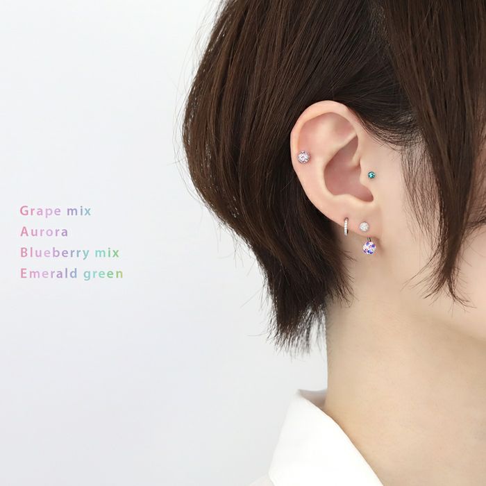 18G16G14G12Gネジ式軟骨ピアス用パーツリッチコーティングパヴェキャッチボディピアス凛専門店激安