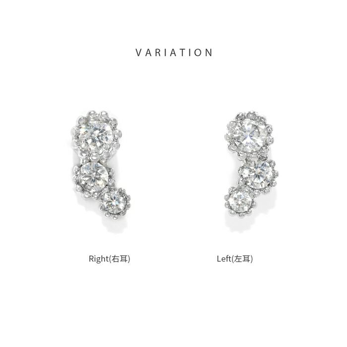 軟骨ピアス 3連ジュエル キュービックジルコニア イヤーフィット ストレートバーベル ボディピアス