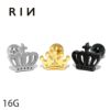 軟骨ピアス王冠クラウンボディピアスかわいい16Gストレートバーベルゴールドブラック crown専門店凛RIN激安