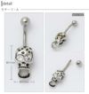 メキシカンスカルへそピアス14Gバナナバーベルドクロ髑髏ガイコツジュエル軟骨ピアスサージカルステンレス耳たぶ凛ボディピアス専門店へそピアス0484