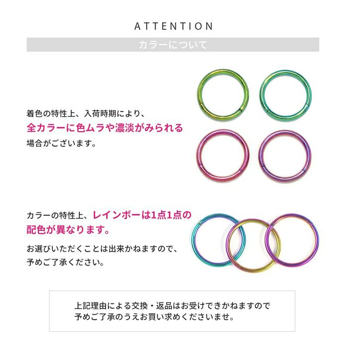 14G16Gワンタッチセグメントリングピアスつけっぱなしサージカルステンレスシルバーシンプルパープルボディピアスボディーピアス軟骨ピアス錆びないPVDコーティングおすすめ凛