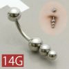 へそピアス 14G トリプルボール お臍 金属アレルギー対応 シンプル シルバー ボディピアス バナナバーベル サージカルステンレス 海OK 凛 RIN 専門店 アクセサリー