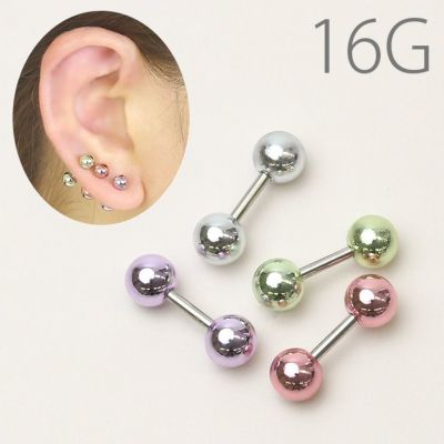 アンテナヘリックス軟骨ピアスボディピアス16Gアクリル16ゲージダブルフェイスかわいいカラーボールフレンチガーリーゲミニンボディーピアス片耳用軟骨090
