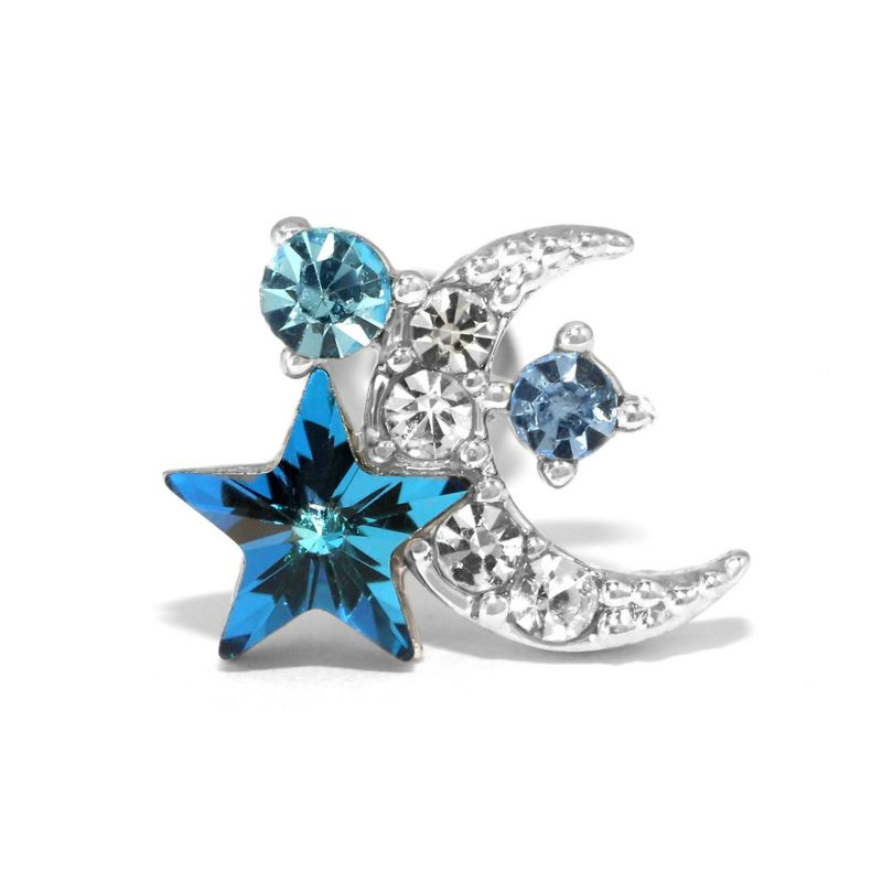 星 月 軟骨ピアス シルバー