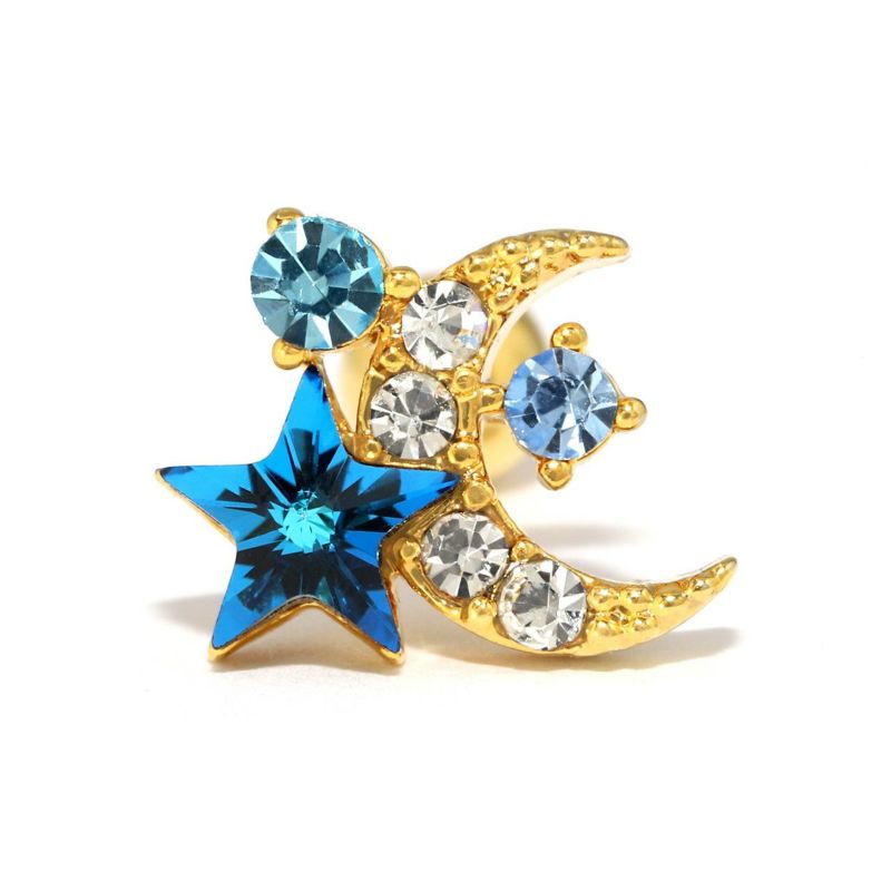 星 月 軟骨ピアス ゴールド