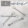 ボディピアス 14G 軟骨ピアス インダストリアル ロングバーベル ジュエル ボディーピアス ピアス 14ゲージ ボディピ 軟骨 三連 きらきら 星 ゴージャス 高級感 上品