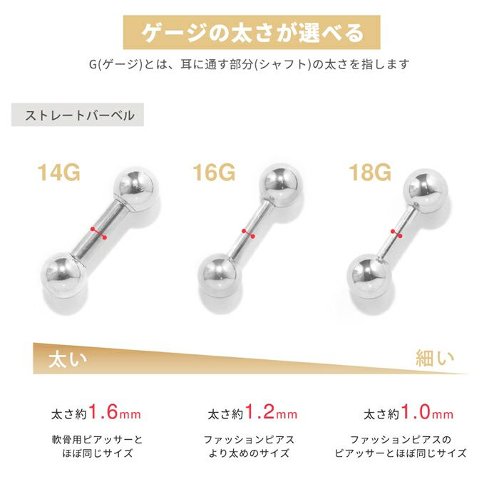ボディピアス14G16G18Gストレートバーベルラブレットスパイラル軟骨用ボディーピアスパールセットトラガスサージカルステンレスファーストピアス凛選べる3サイズ「BP」「SA」|バーベルステンレスシンプル14ゲージ16ゲージ18ゲージボディピ軟骨ピアス