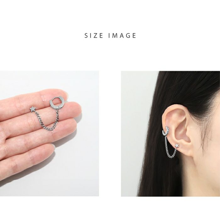 スター チェーン フープ 軟骨ピアス リング 16G ボディピアス