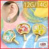 団扇キャッチうちわ軟骨ピアス和風浴衣夏凛オリジナルネジ式14G12G 片耳用キャッチ0224ボディピアス専門店凛RIN成人式アクセサリー激安