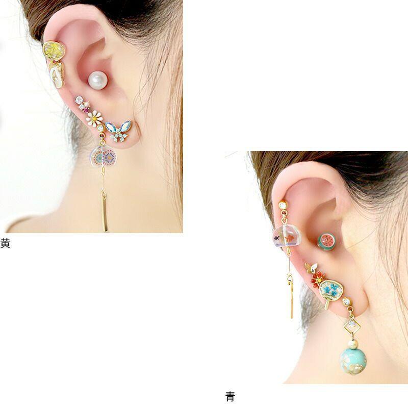 団扇キャッチうちわ軟骨ピアス和風浴衣夏凛オリジナルネジ式14G12G 片耳用キャッチ0224ボディピアス専門店凛RIN成人式アクセサリー激安