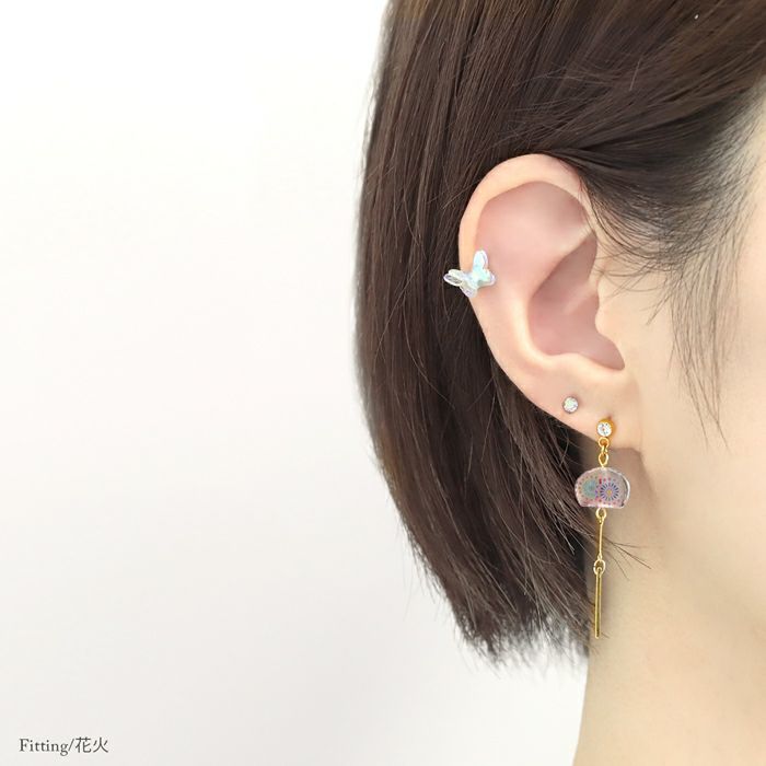 ボディピアス軟骨ピアス14G16G和風風鈴金魚花火朝顔夏軟骨1038