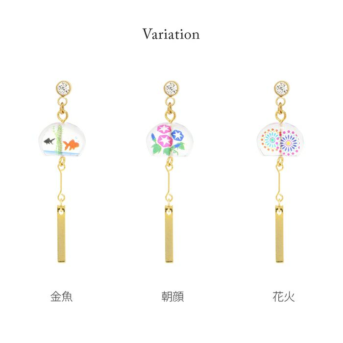 ボディピアス軟骨ピアス14G16G和風風鈴金魚花火朝顔夏軟骨1038