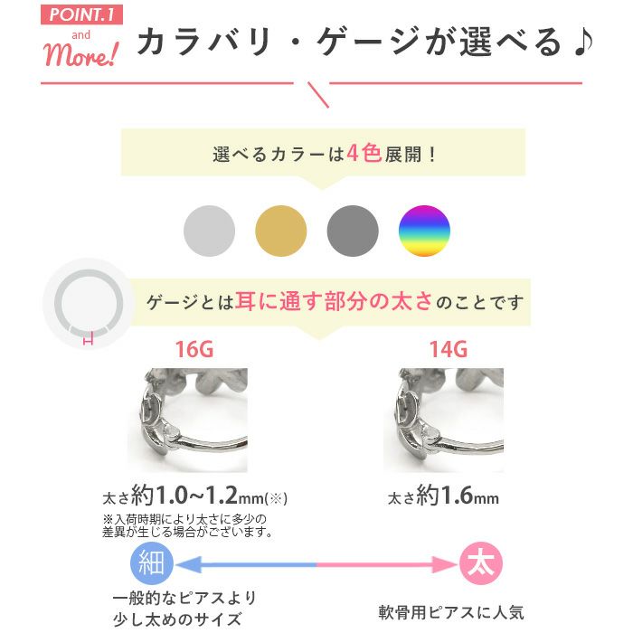 ボディピアス軟骨ピアス14G16Gプルメリアホエールテールクジラ幸運ハワイアン夏海ワンタッチセグメントリングアロハaloha可愛いレインボーアクセサリー凛軟骨1049