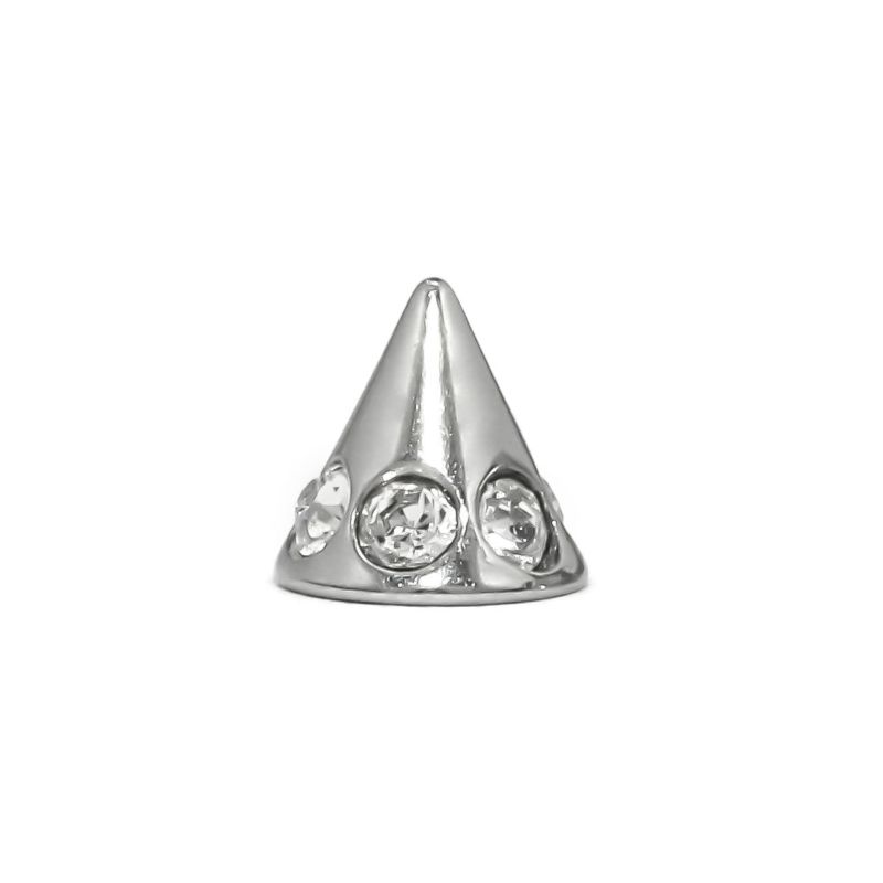 ジュエル付きコーンキャッチ・シルバー4mm