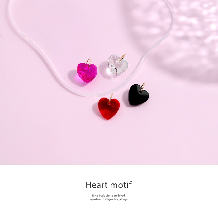ボディピアス 14G 軟骨ピアス 16G ピアス 18G チャーム ハート レッド