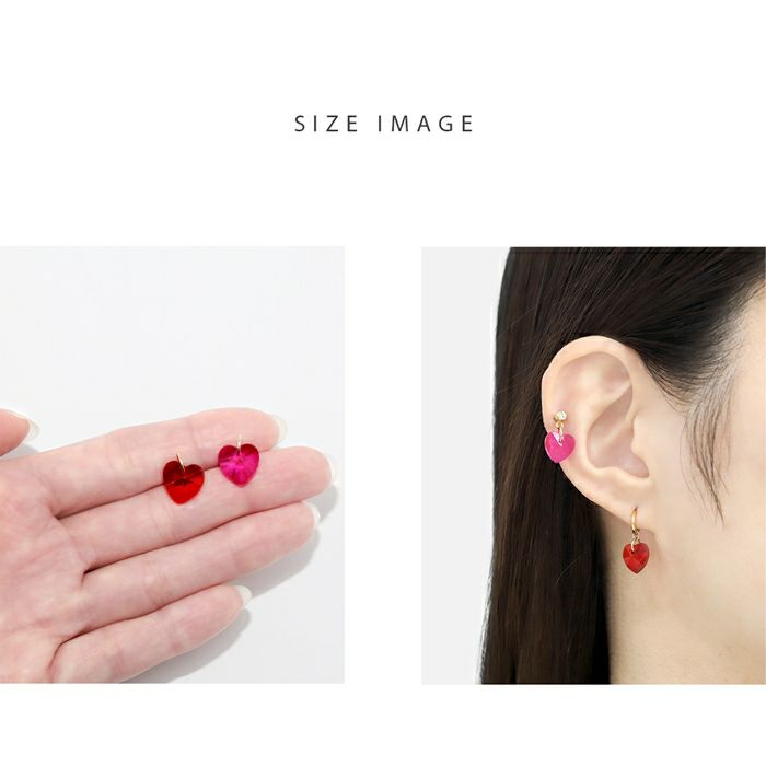 ボディピアス 14G 軟骨ピアス 16G ピアス 18G チャーム ハート レッド