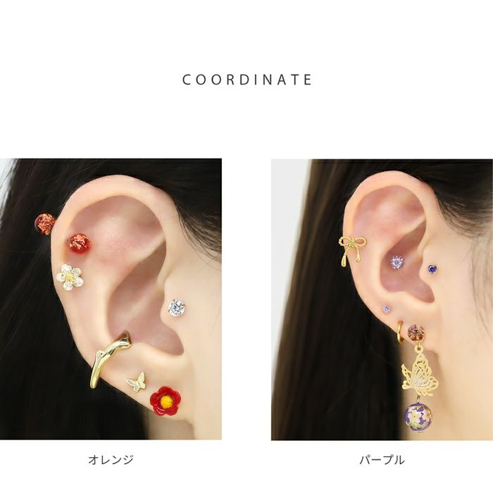 軟骨ピアス アクリルボール 箔 ホイル クリア 綺麗 キラキラ ストレートバーベル ボディピアス