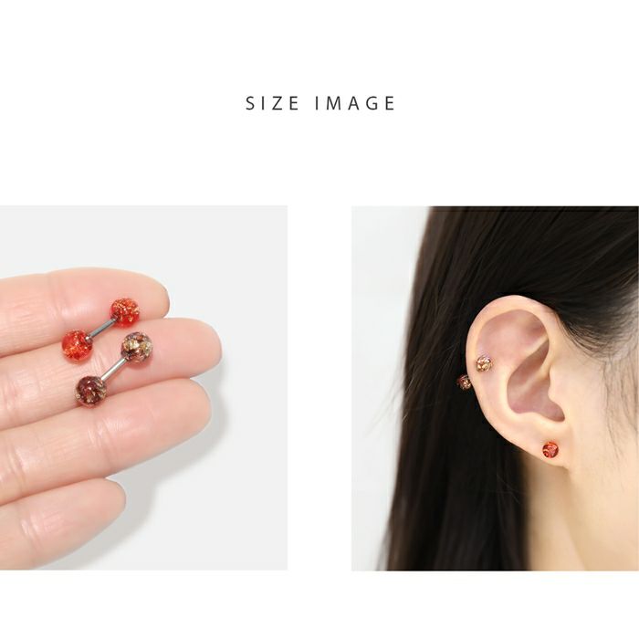 軟骨ピアス アクリルボール 箔 ホイル クリア 綺麗 キラキラ ストレートバーベル ボディピアス