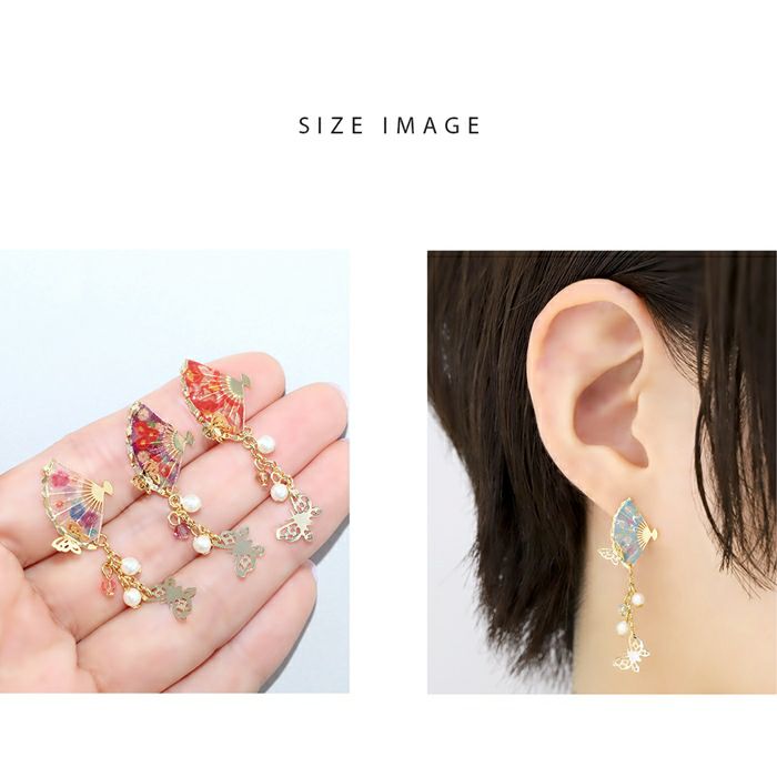 モデル4・和柄キャッチ軟骨ピアス凛RIN14G12Gボディピアス18G和和風扇子蝶パールジュエル14ゲージ12ゲージ軟骨ピアスかわいい成人式着物