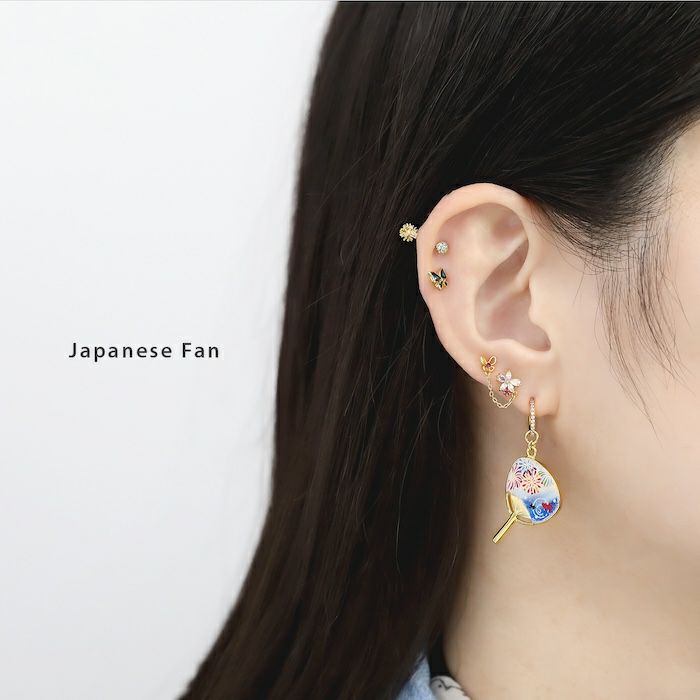 軟骨ピアス14G16Gボディピアス18G神輿提灯団扇夏祭り和柄浴衣着物アレンジパーツカスタマイズピアス14ゲージ16ゲージ18ゲージピアス片耳用チャーム0219