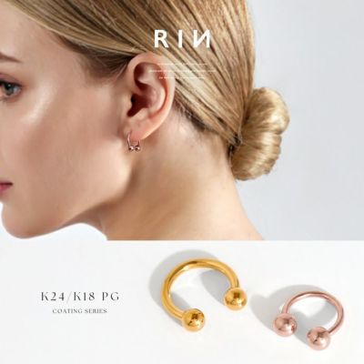 【新品】ロックピアス　フープピアス　ピンクゴールド(高品質・ミディアムサイズ) 新品】ロックピアス フープピアス ピンクゴールド(高品質・ミディアム