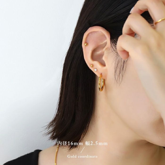 【両耳用】ピアス24K24金フープ2個セットリングピアスフープピアス20Gリングゴールドピンクゴールドコーティング可愛いオシャレメンズつけっぱなしピアス細い上品高級感ボディピアス耳たぶ両耳用