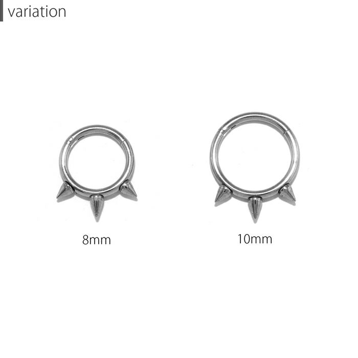 軟骨ピアス16G 金属アレルギー対応トゲスパイク ボディピアス 棘 ハード鼻ピアスボディピアスワンタッチセグメントリングダイスセプタムサージカルステンレス片耳用 ステンレスピアス フープ ボディピアス専門店 凛 RIN