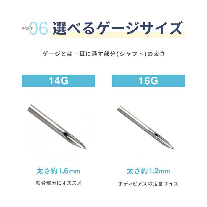 ニードルピアッシングニードル日本製国産医療用ステンレス滅菌ピアッシングツールピアス14ゲージ16ゲージ18ゲージ