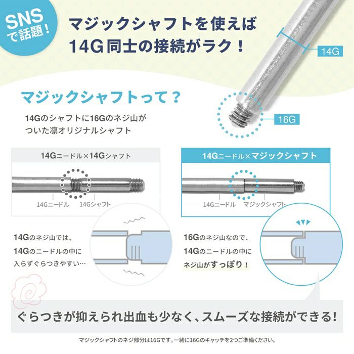 ニードルピアッシングニードル日本製国産医療用ステンレス滅菌ピアッシングツールピアス14ゲージ16ゲージ18ゲージ