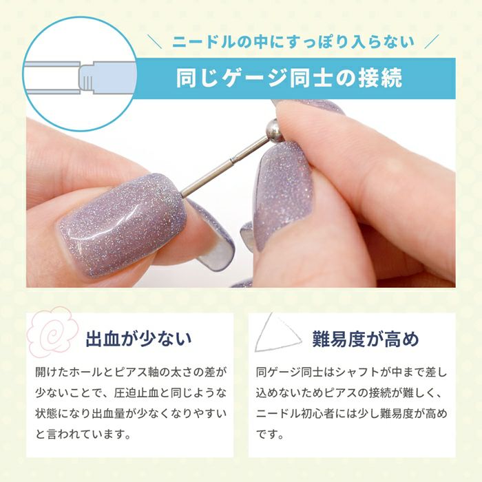 ニードルピアッシングニードル日本製国産医療用ステンレス滅菌ピアッシングツールピアス14ゲージ16ゲージ18ゲージ