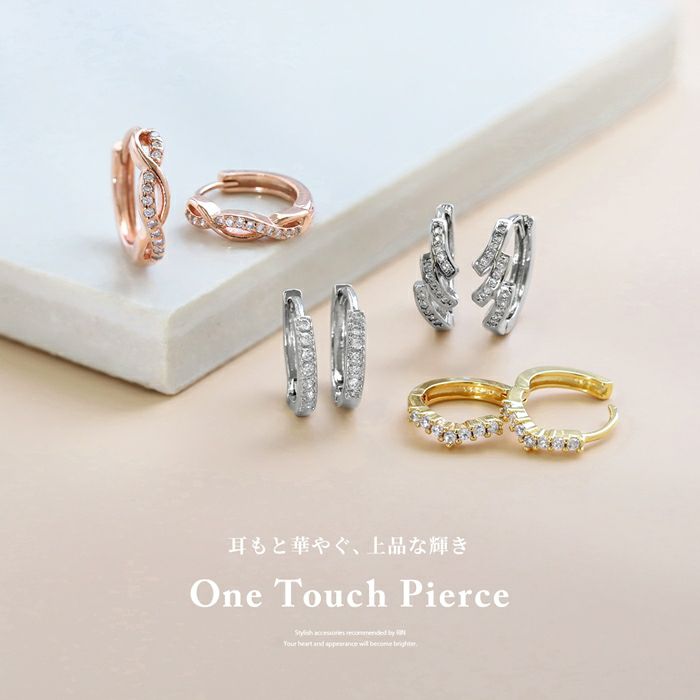 軟骨ピアスワンタッチピアスキャッチレスキュービックジルコニアステンレスピアス